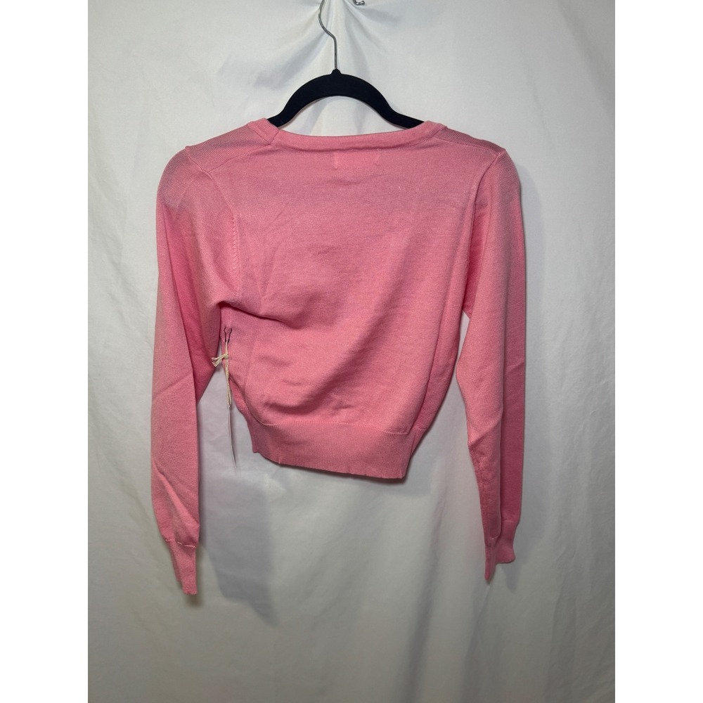NWOT Tulip B Cropped Button Front Cardigan Women's Small Pink V-Neck Preppy - Picture 2 of 6